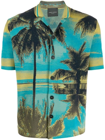 Roberto Collina Knitted Palm Tree-print Shirt In Multicolor