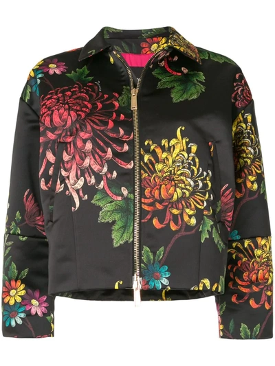 Dsquared2 Floral Print Bomber Jacket In Black