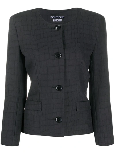 Boutique Moschino Crocodile Print Fitted Jacket In Black