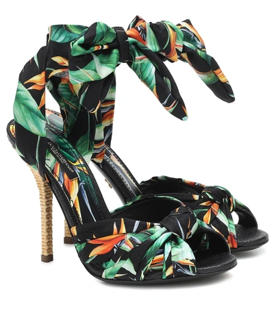 Dolce & Gabbana Keira Sandals In Printed Silk In Multicoloured