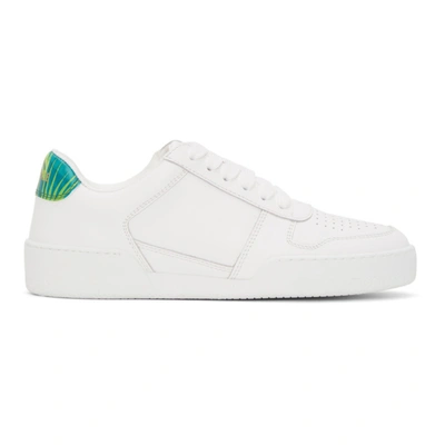 Versace Jungle-print Leather Sneakers In White