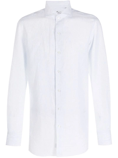 Finamore 1925 Napoli Striped Print Linen Shirt In White
