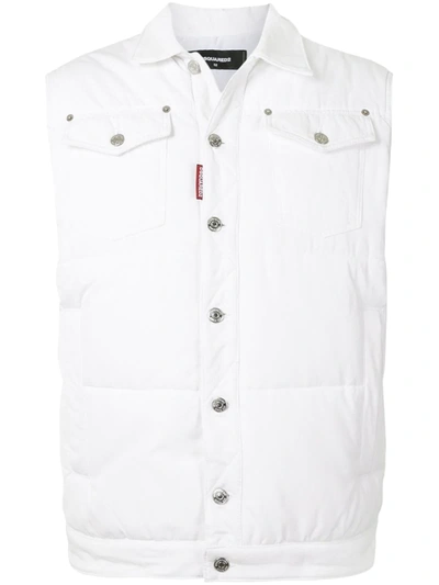 Dsquared2 Logo Print Padded Gilet In White