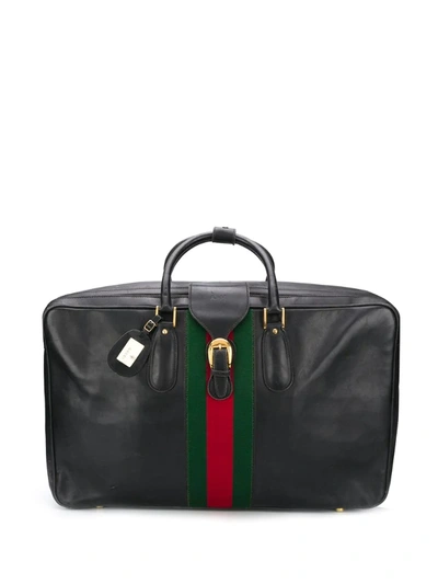 Pre-owned Gucci 1960s Sylvie Web Travel Bag In Black