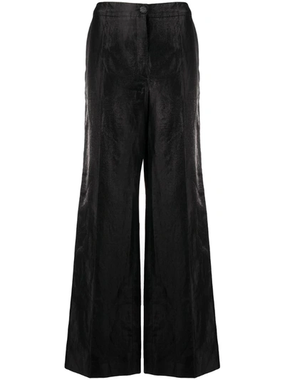 Pre-owned Chanel 1990s Metallic Effect Wide-legged Trousers In Black