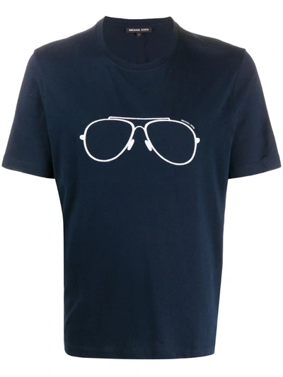 Michael Kors Embroidered Glasses T-shirt In Blue
