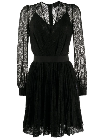 Philipp Plein V-neck Lace Dress In Black