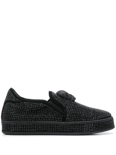 Philipp Plein Crystal-embellished Slip-on Sneakers In Black