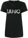 Liu •jo Sequin-embellished Logo T-shirt In Black