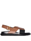 Marni Fussbett Cross-over Strap Sandals In Brown