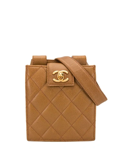 Pre-owned Chanel 1992 Quilted Cc Belt Bag In Brown