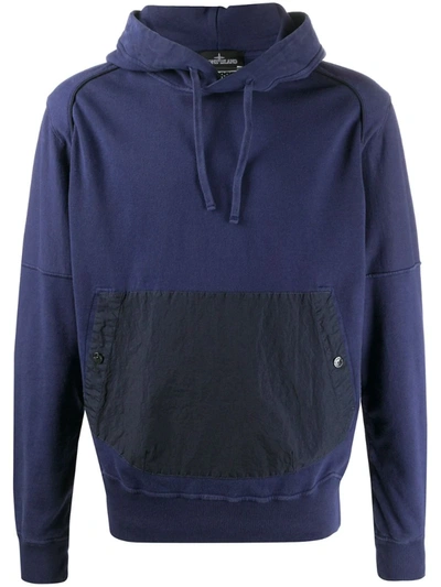 Stone Island Shadow Project Crinkled Detail Front Pocket Hoodie In Blue
