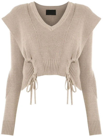 Andrea Bogosian Roxan Cropped Lace-up Jumper In Neutrals