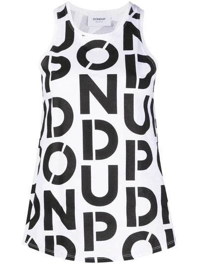 Dondup Sleeveless Logo Print T-shirt In White