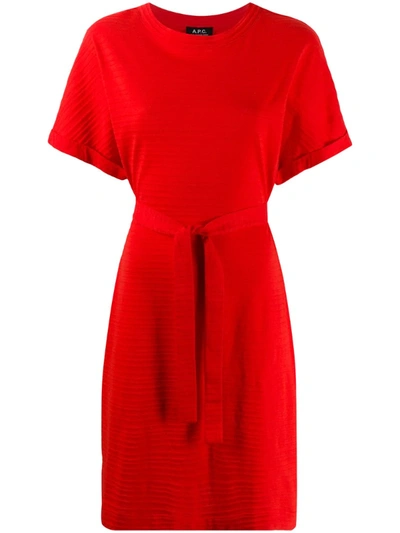 Apc Tie-waist T-shirt Dress In Red