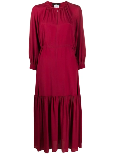 Weekend Max Mara Ruched Tiered Dress In Red