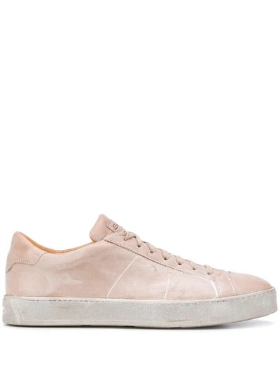 Santoni Low Lace-up Sneakers In Neutrals