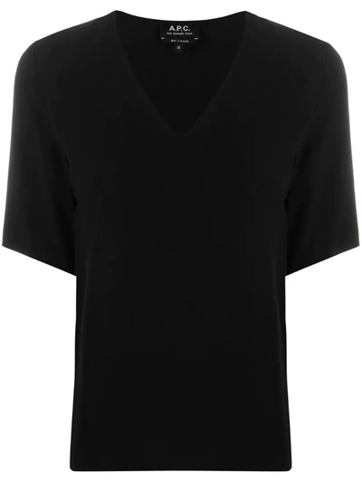 Apc V-neck Relaxed-fit T-shirt In Black