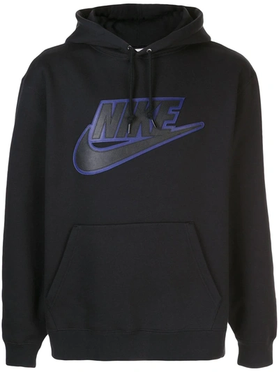 Supreme X Nike Leather Applique Hoodie In Black