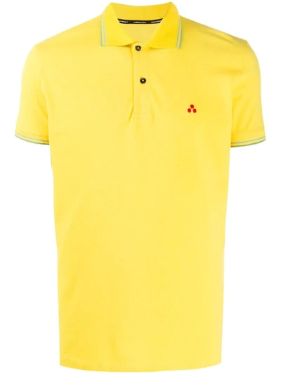 Peuterey Stripe-trim Embroidered Polo Shirt In Yellow