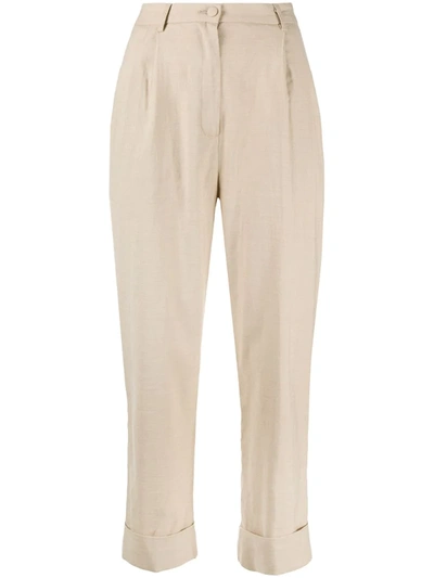 Hebe Studio High-rise Straight Trousers In Neutrals