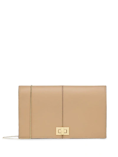 Fendi Flip Lock Clutch In Neutrals