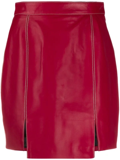 Kirin Front Slits High-waisted Skirt In Red
