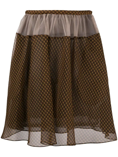 Fendi Vichy-print Mini Skirt In Brown