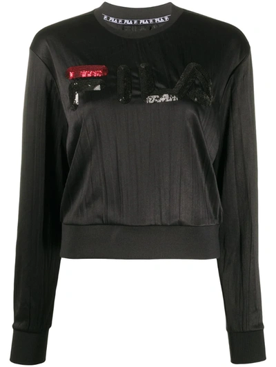 Fila Sequined Logo Sweatshirt In Black