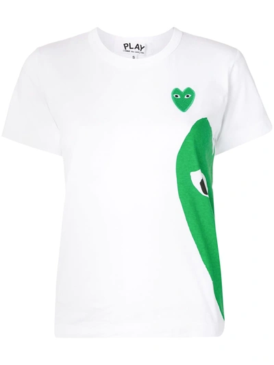Comme Des Garçons Play Heart Logo-print Short Sleeved T-shirt In White
