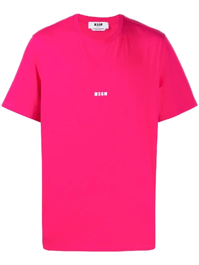Msgm Logo-print Crew-neck T-shirt In Pink