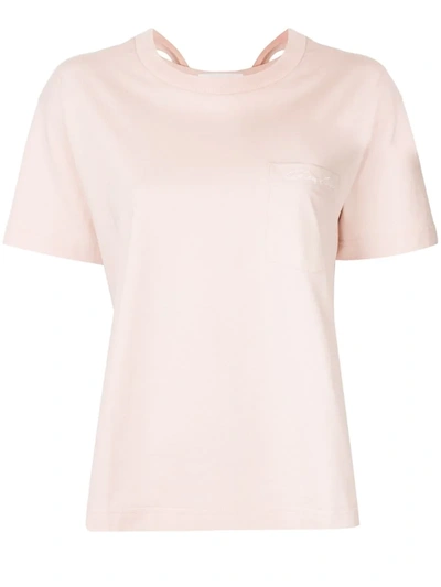 Cedric Charlier Embroidered Chest Pocket T-shirt In Pink