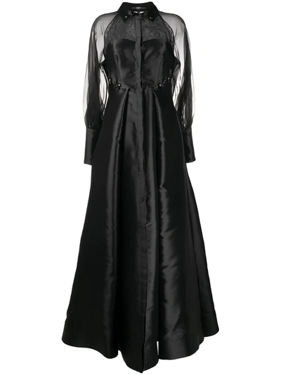 Avaro Figlio Long-sleeve Flared Gown In Black