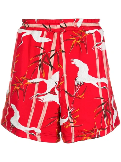 Buscemi Bamboo Print Swim Shorts In Red