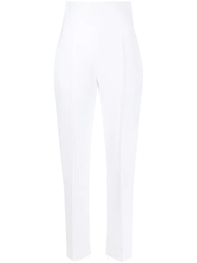 Alexandre Vauthier High-rise Pintucked Crepe Slim-leg Trousers In White