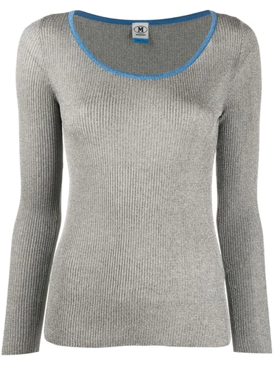 M Missoni Ribbed Scoop Neck Top In Silver