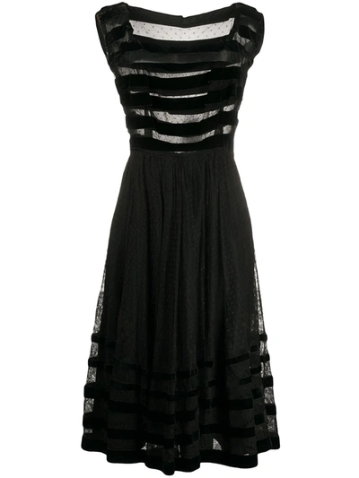 Pre-owned A.n.g.e.l.o. Vintage Cult 1950s Sheer Panelled Lace Dress In Black