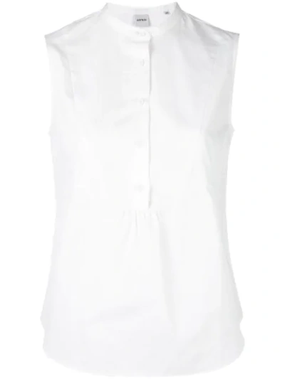 Aspesi Mandarin Collar Sleeveless Blouse In White