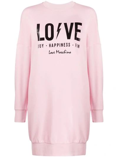 Love Moschino Logo Sweat Dress In Pink