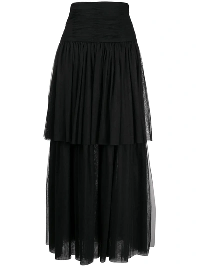 Pre-owned Chanel 1990s Ruffled Pleated Skirt In Black