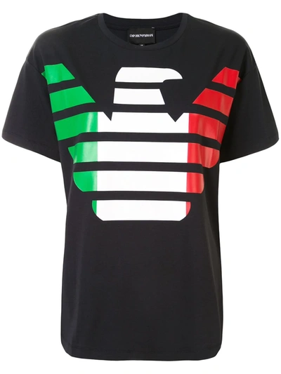 Emporio Armani Italian Print T-shirt In Black