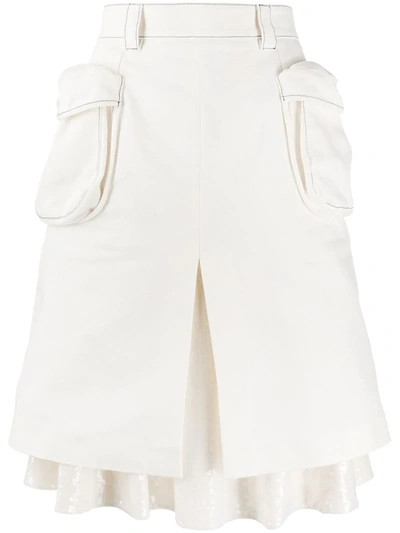 Sunnei Double Layered Cargo Skirts In White