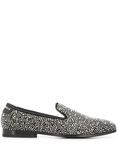 Philipp Plein Rhinestone Studded Loafers In Silver