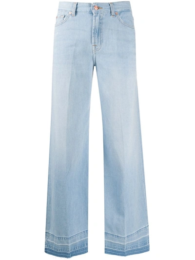7 For All Mankind Wide-leg Flared Jeans In Blue