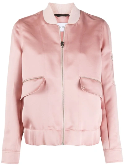 Calvin Klein Zipped Bomber Jacket In Pink