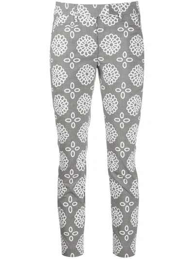 Dondup Perfect Printed Slim Trousers In Grey