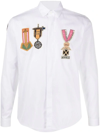 Valentino Beaded Military Badge Shirt In White