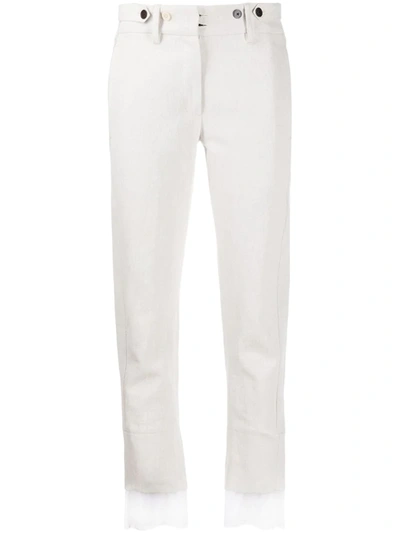 Ann Demeulemeester Contrasting-cuffs Straight Trousers In Neutrals