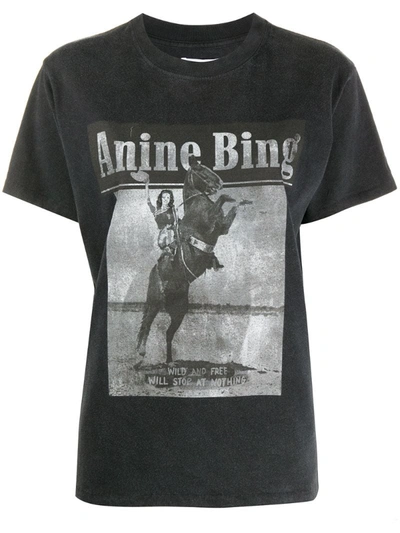 Anine Bing Graphic Print T-shirt In Black
