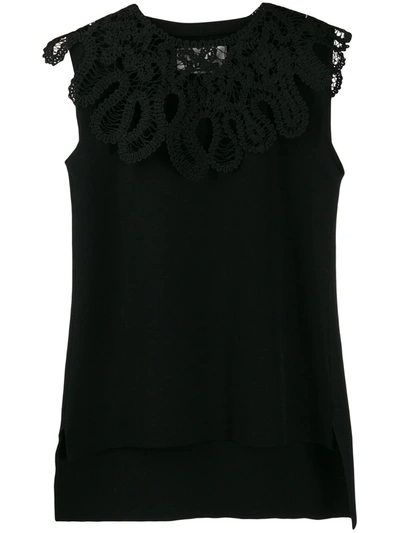 Jil Sander Embroidered Sleeveless Top In Black